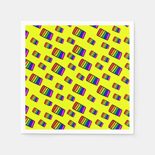 Funky Neon Rainbow Block Pattern Napkin (Front)