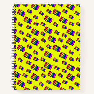 Funky Neon Rainbow Block Pattern Notebook