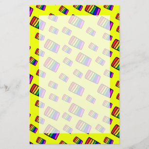 Funky Neon Rainbow Block Pattern Stationery
