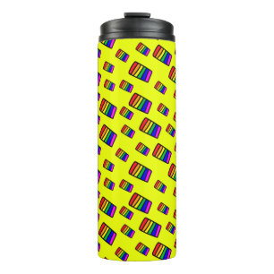 Funky Neon Rainbow Block Pattern Thermal Tumbler