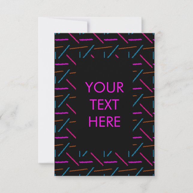 Funky Neon Zigzag Pattern 90s Style  Invitation (Front)