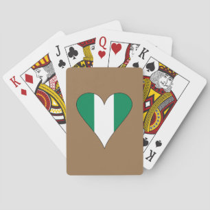 Funky Nigerian Heart Flag  Playing Cards