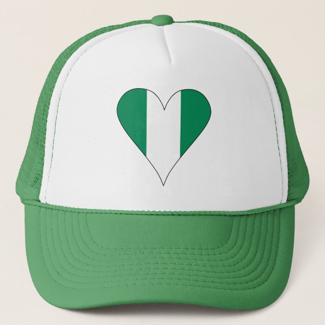 Funky Nigerian Heart Flag  Trucker Hat (Front)