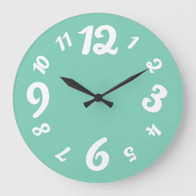 Funky Numbers Retro Clock Custom Colour (Front)
