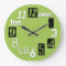Funky Numbra Round Lime Green Wall Clocks