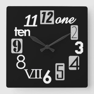 Funky Numbra Square Wall Clocks