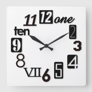 Funky Numbra Square Wall Clocks