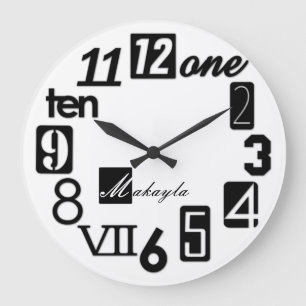 Funky Numbra Square Wall Clocks - personalized