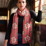 Funky Orange and White Poinsettia Chiffon Scarf<br><div class="desc">A collection of beautiful scarves with Funky Poinsettias in various colours with a  matching background.  Very elegant as a gift or for yourself.</div>