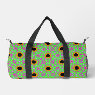 Funky Orange & Black Pattern Lime Green Duffle Bag