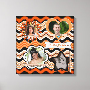 Funky Orange, Black, White Photo Wall Hanging Canvas Print