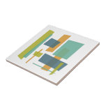 Funky Orange Blue Green Rectangles Mid-century Tile<br><div class="desc">This fabulous mid century modern ceramic tile features funky rectangles in shades of turquoise,  blue,  orange,  and avocado green. What a fabulous addition to your tiling project!</div>