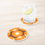 Funky Orange Brown Retro Circles Art Pattern Coaster<br><div class="desc">Beautiful contemporary dark yellow,  light orange and white colored geometric circles pattern on a dark brown background. Ornate,  elegant,  stylish and eclectic design for the fancy artistic fashionista,  the artsy fashion diva,  popular hip trendsetter,  vintage retro art style and abstract digital geometric motif lover.</div>