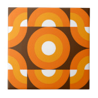 Funky Orange Brown Retro Circles Art Pattern