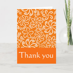 Funky orange flowers and leaves Thank You Card