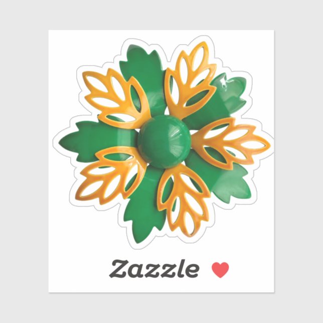  Funky Orange Green Daisy Flower Wedding Sticker (Sheet)