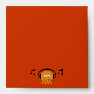 Funky Orange Jellyfish DJ Customisable Party Envelope