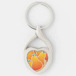 Funky orange pear key ring