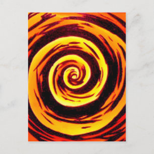 Funky Orange Red Hypnotic Swirl Art Postcard