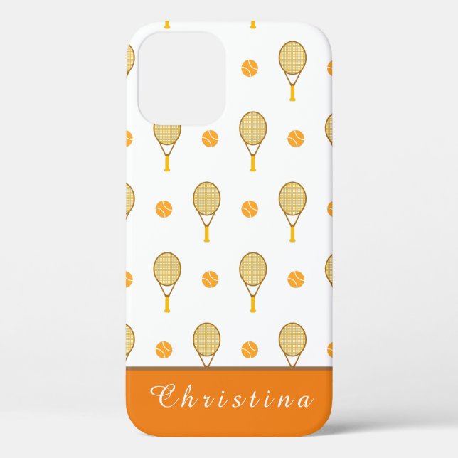 Funky Orange Tennis Fun Kids Personalised Player Case-Mate iPhone Case (Back)