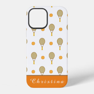 Funky Orange Tennis Fun Kids Personalised Player iPhone 12 Case