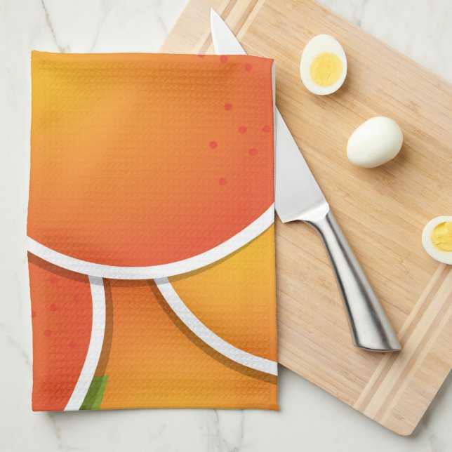 Funky oranges tea towel (Quarter Fold)