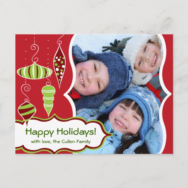 Funky Ornaments Christmas Postcard (Front)