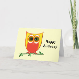 Funky Owl Birthday Greeting Card