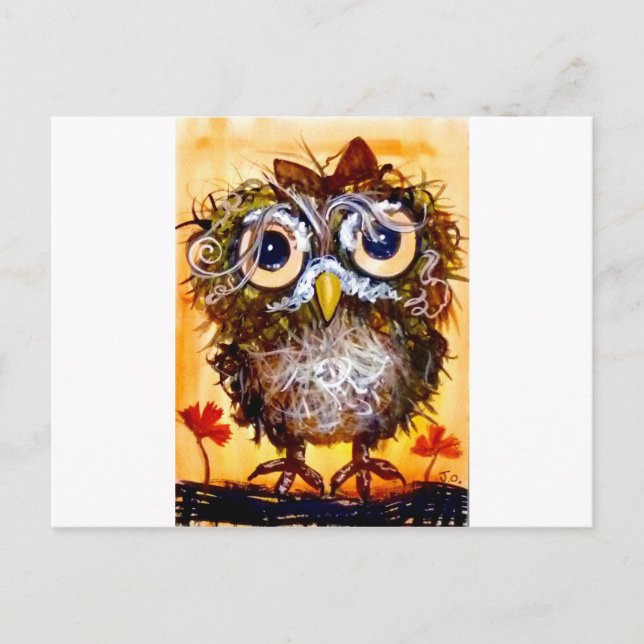 Funky owl girl postcard (Front)
