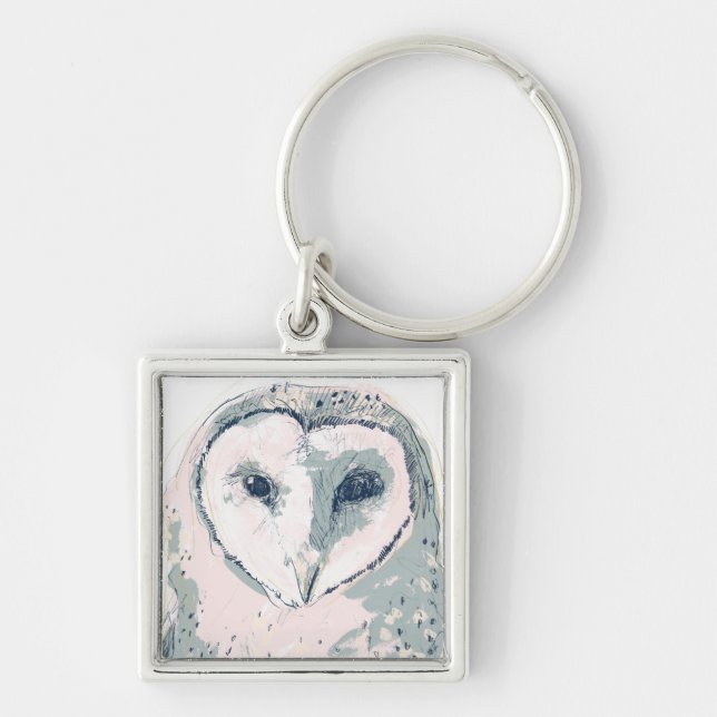 Funky Owl Portrait Key Ring (Front)