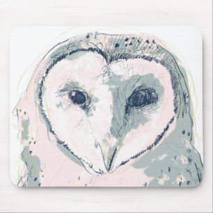 Funky Owl Portrait Mouse Mat