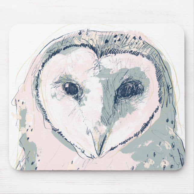 Funky Owl Portrait Mouse Mat (Front)