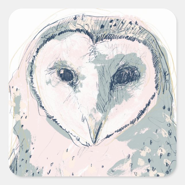 Funky Owl Portrait Square Sticker (Front)