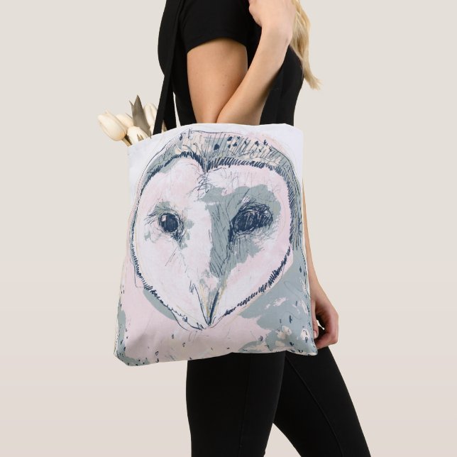 Funky Owl Portrait Tote Bag (Close Up)