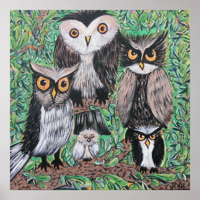 Funky Owls Acrylic Art  Poster (Front)