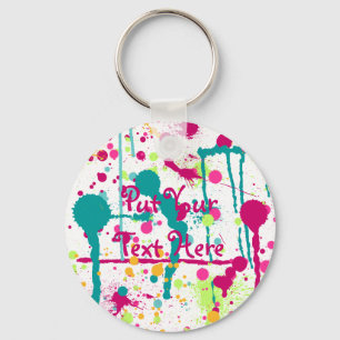 Funky Paint Splatters Key Ring