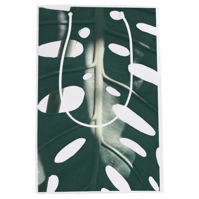 Funky Pale Green Swiss Cheese Plant Medium Gift Bag (Front)