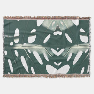 Funky Pale Green Swiss Cheese Plant Throw Blanket