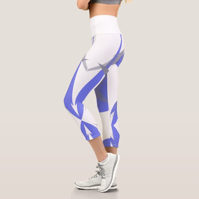 Funky Pastel Violet Purple Abstract Art Capri Leggings (Left)