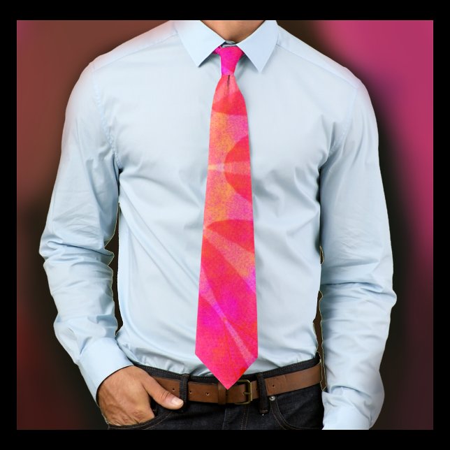 Funky Pattern Citrus Orange Yellow & Hot Pink Tie (Creator Uploaded)