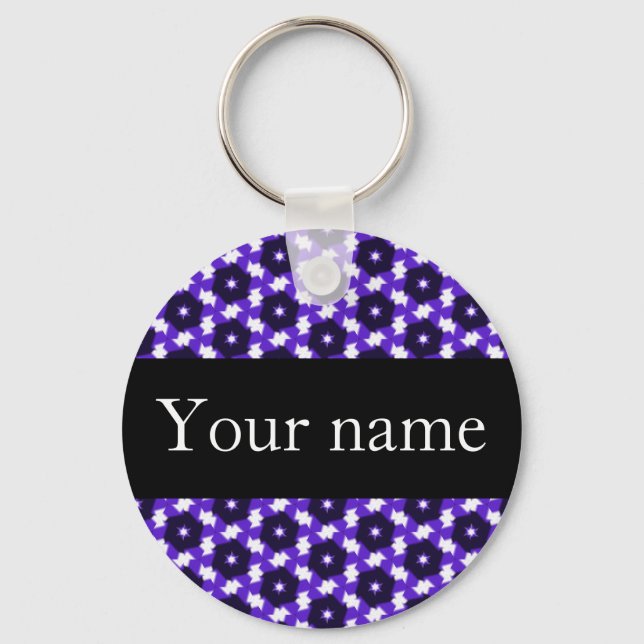 Funky Pattern custom name keychain (black) (Front)