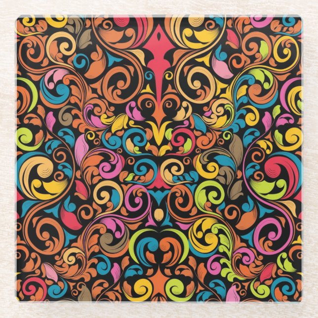 Funky pattern glass coaster (Front)