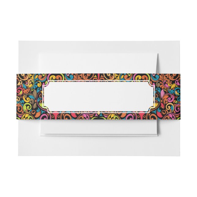 Funky pattern invitation belly band (Front Example)