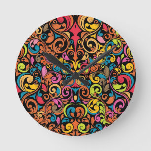 Funky pattern round clock