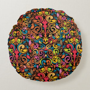 Funky pattern round cushion