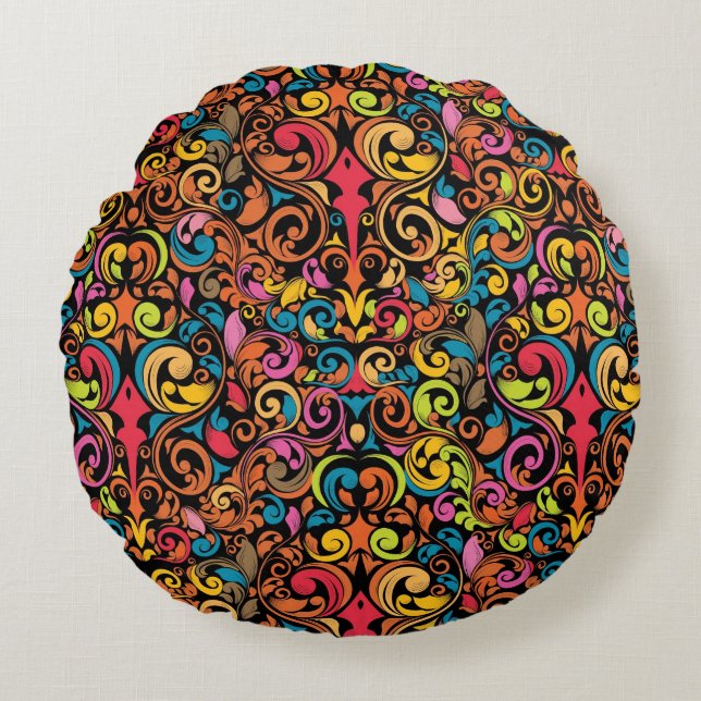 Funky pattern round cushion (Front)