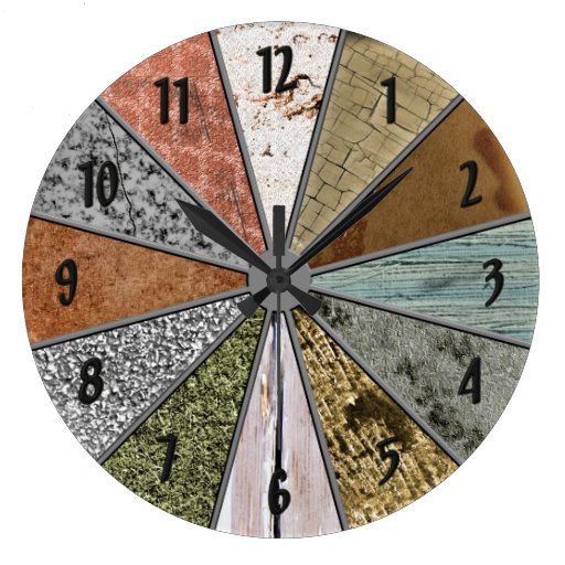 Image of Funky Patterns Colourful Grunge Textures Wall Large Clock