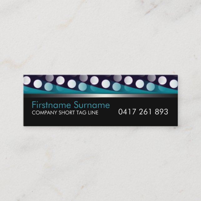 Funky Patterns Teal White on Black Business Card (Front)