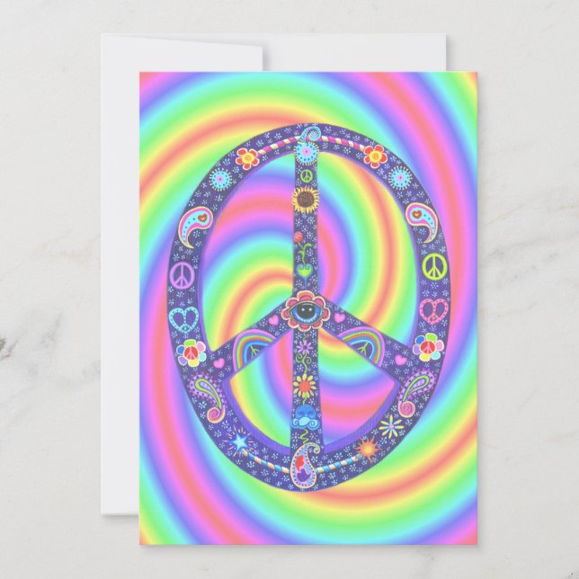 Funky Peace Sign Invitation (Front)