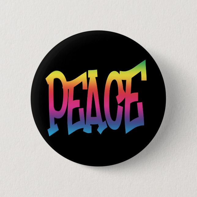 Funky Peace Word Button (Front)